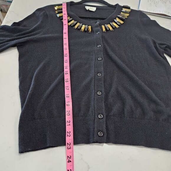 Kate Spade New York Large Black Embellished Beaded Luxury Cardigan Sweater - Picture 7 of 8